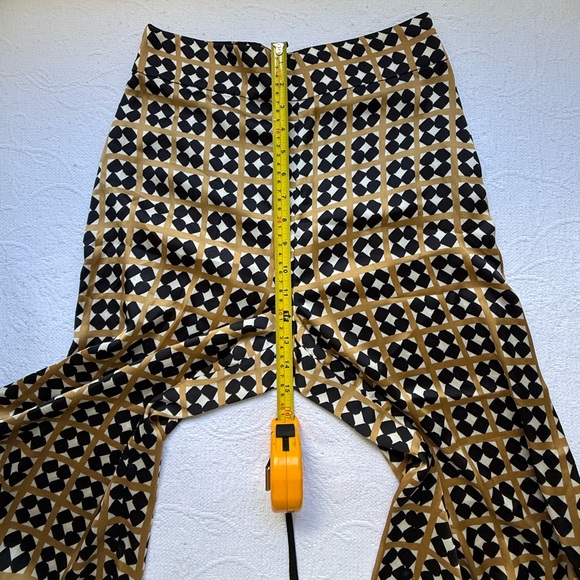 ZARA Printed Wide Leg Pants Geometric Camel & Black Side Zip Size M Boho - Picture 6 of 14